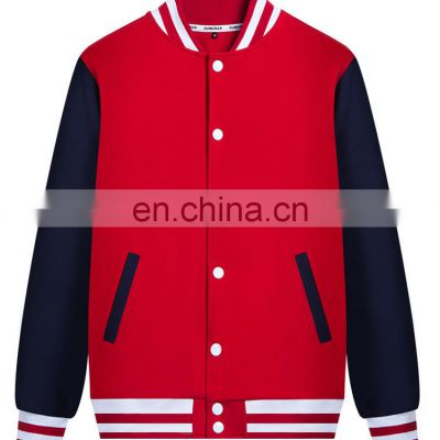 Baseball lettermen varsity jacket for men with leather sleeve custom embroidery patched logo