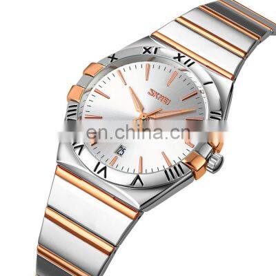 Skmei 9257 Luxury Wristwatches Men/Women Stainless Steel Quartz Couple Watch 30m Waterproof