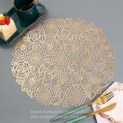 Round Hollow Western Table Place Mat With PVC Retro Waterproof Non-Slip Material