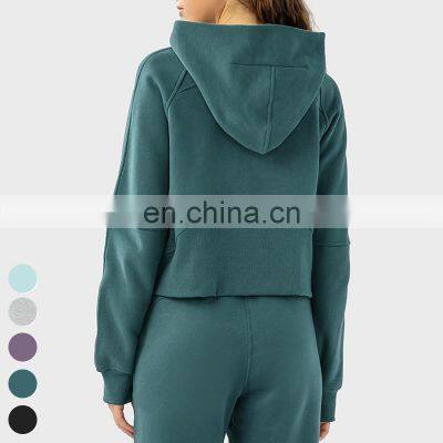 Loose Pullover Tops Custom Gym Fitness Sweatshirts Sports Jacket Long Sleeve Yoga Top Women Half-Zip Wamth Hoodies Sweatshirt photo-3