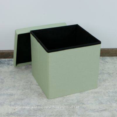 Foldable Storage Linen Ottoman-Light Green photo-2