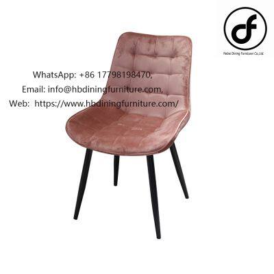 Velvet Pink Metal Leg Dining Chair