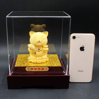 Velvet Sand Gold Crafts Lucky Golden Cat photo-5