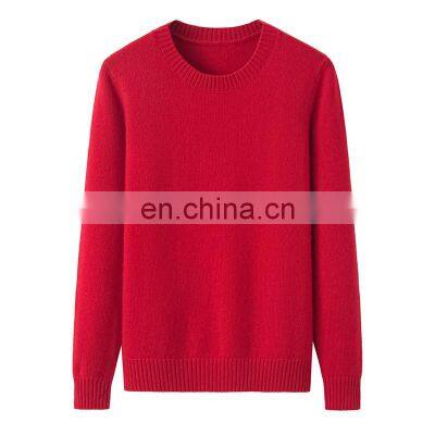 Women's 100% Pure Cashmere Pullover with O-Neck Long Sleeves Casual Solid Pattern Thick Knitted Sweater for Winter Front Logo