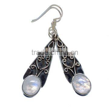 RAINBOW MOON STONE 925 STERLING SILVER EARRINGS ,925 STERLING SILVER JEWELRY WHOLE SALE,JEWELRY EXPORTER EARRNGS