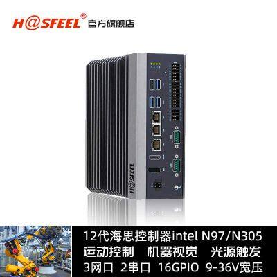 Industrial computer with 3 network ports,  core i3 N305 machine vision control PC, 8DIDO,light source triggering, POE with Fanless mini boxpc
