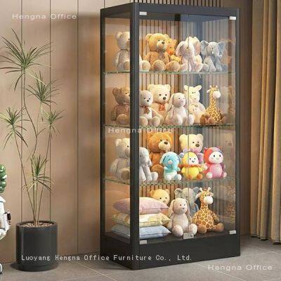 Vitrine de vidro desmontável de nível comercial – Modelo DC-1800LS-09 | Iluminada por LED, com fechadura, vidro temperado e aço para uso em museus e lojas