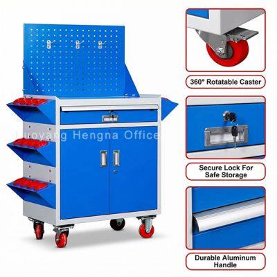 Rolling Tool Cart mit abnehmbarer Nagelbrettwand, Zentralverriegelung und einstellbarem Regal – Passt für Türen, Garagen und Kfz - Lackiererei - Lagerung