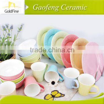 16pcs color glazed antique stoneware dinner set wholesale