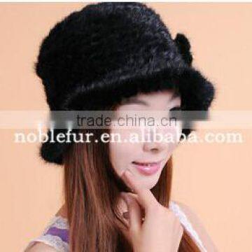 Hot Ladies Quality First Genius Korean Style Mink Fur Jazz Brim Top Hat