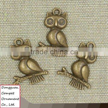 Wholesale diy jewelry zinc alloy ancient bronze 23*18mm branches owl pendant