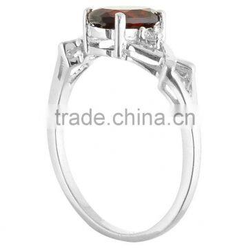 925 Sterling Silver Women Garnet Ring Earring Set photo-3