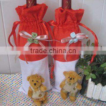 35cm High Plush Wine Bottle Cover of Christmas Item/Soft Stuffed Bear Cover for Wine