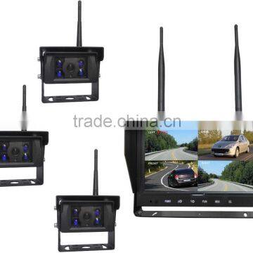 100% Factory CE RoHS 2.4Ghz Digital Wireless 4 Channel Quad and Split Screen 12-32V 700TVL Reverse Camera Kit With 9'' Monitor photo-5