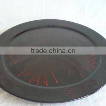 New design round black lacquered plate