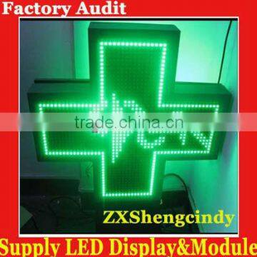 outdoor hi-bright led green cross sign