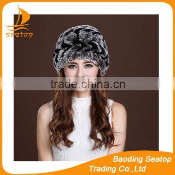 Wholesale Fashion Knitted Rex Rabbit Fur Hat For Women