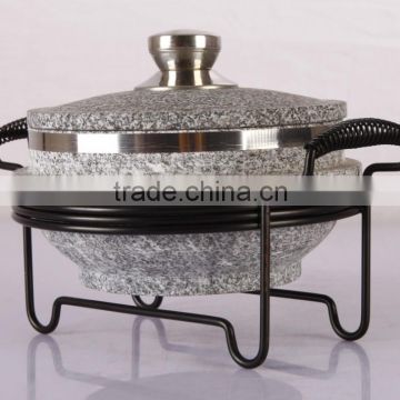 Stone cooker pot with frame granite slab