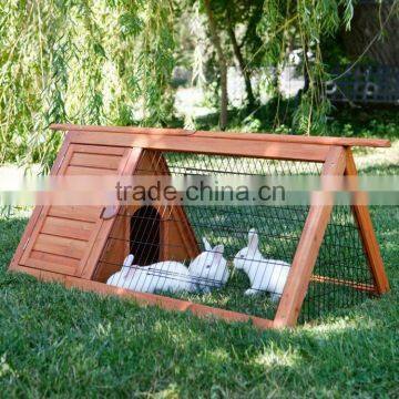 outdoor wooden triangle rabbit hutch