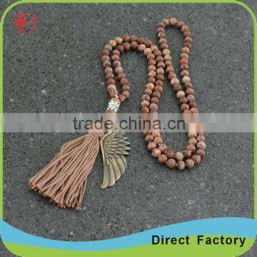 fashion long woven tassel necklace jewelry with bead for women                        
                                                                                Supplier's Choice