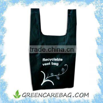 Folding Black Recycled Polyester Bag