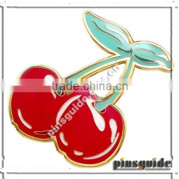 Supplier Eco-friendly Custom Logo Metal Cherry Pins Plated Golden