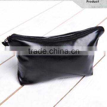 hot sale cosmetic case leather smooth black man cosmetic case