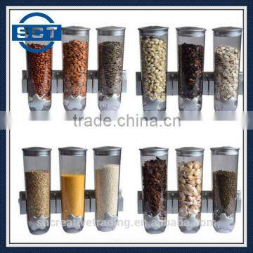 New Space Wall Mount Dispenser Triple Kitchen Dry Food Cereal Canister Storage