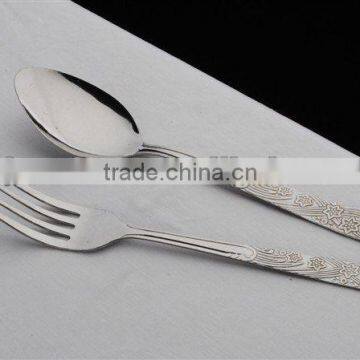 China Cheap stainless steel spoon and fork set with machine polish