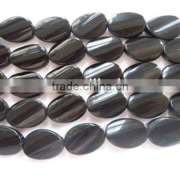 Wholesale high quality black obsidian twister jewelry beads