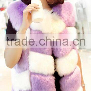 QYQX-001 europea fashion ladies fox fur vest