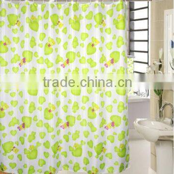 100% Polyester Green Bubbles Printed Shower Curtain for Hotel, Family, Waterproof Bath Curtain photo-4