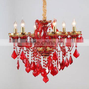9 Lights Orange Colored Modern Led Crystal Chandelier for Home photo-4