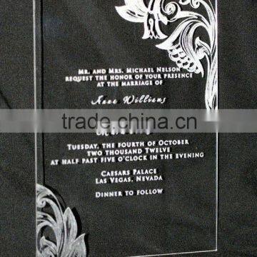 High Transparent custom acrylic wedding invitations with engraving