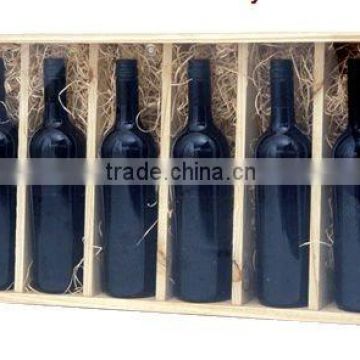 6 bottle wooden wine box &acrylic lid with dividers