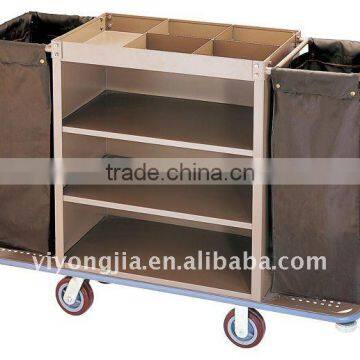 Stainless Steel and Wood Hotel Housekeeping Carts Service Maid Trolley/laundry trolley/housekeeping carts/baking canvas