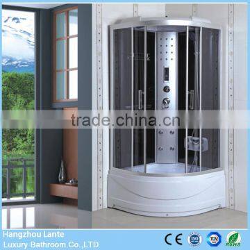 Black Tempered Glass Shower Cabin Set With Acrylic Tray