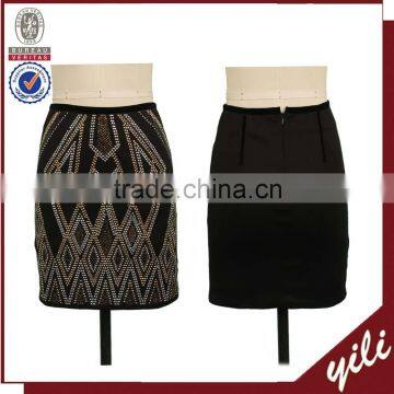 2016 Ladies formal skirt and blouse pattern beaded latest model skirt