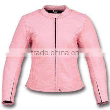 Ladies Pink Leather Jacket