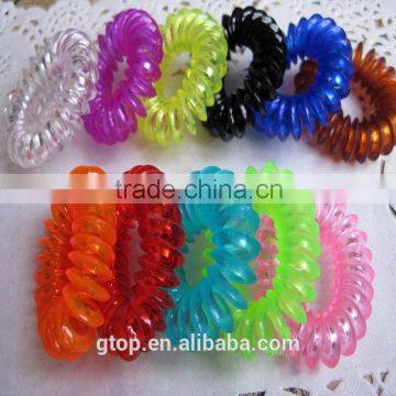 Plastic mixed color elastic candy quality cheap women telephone wire hair circle A-0003