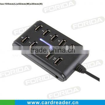 new 10port usb hub with switch kart wheel hub usb2.0 hub