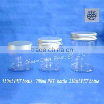 PET Transparent bottle with screw cap aluminum 200ml