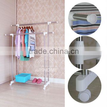 Double Rod Telescopic Foldable Clothes Rack For Garments Made in China,Best Selling