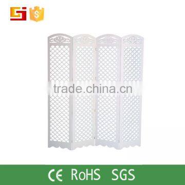 Apricot leaf pattern carved standing divider room folding screen