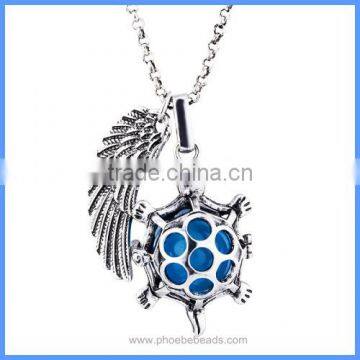 Angel Wing Tortoise Metal Hollow Cage Chime Box Musical Sound Bell Pendant Prenatal Pregnancy Maternity Necklace BAC-M057