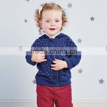 DB2785 dave bella 2015 autumn infant clothes toddler coat baby outwear babi girl hoodie baby clothes girls printed coat