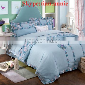 Bedding bedding set used hotel bedding Bedding set with lace blue color