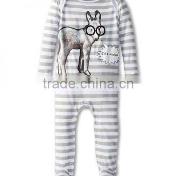 Wholesale Infant And Toddlers Boys Funny Printed Coverall Romper Striped Romper