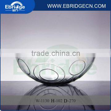 Big capacity hemispherical glass fruit plates with circle embossed