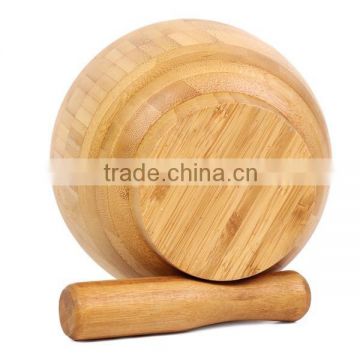 2015 New Design Bamboo Garlic Mortar and Pestle Set